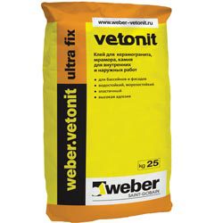Клей для керамогранита, мрамора и гранита WEBER.VETONIT Ultra Fix Winter, 25 кг (48шт/под)  