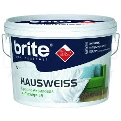 Краска BRITE Hausweiss интерьерная белая шелковисто-матовая (База А)  