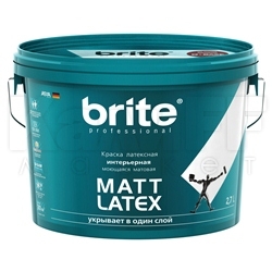 Краска BRITE Mattlatex интерьерная белая моющая матовая (База А)  
