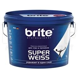 Краска BRITE Superweiss для стен и потолков белая (База А)